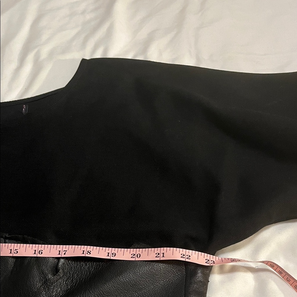 Unique Black Leather Patchwork Long Sleeve Top - image 5